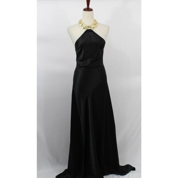 STAUD Sz XS Black Francoise Halter Neck Chain Necklace Gown Maxi Dress NWT - Picture 2 of 12